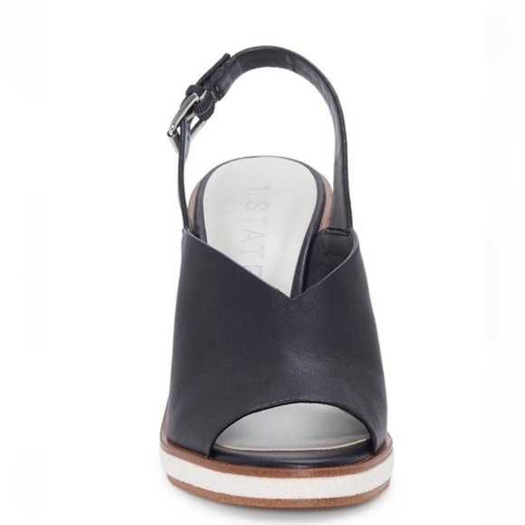 I State Genna Black Leather Upper Wedged Sandals - Picture 3 of 17